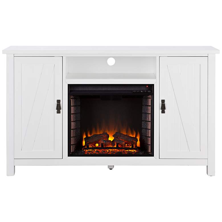 Image 1 Adderly White Wood 2-Door Electric Fireplace TV Stand