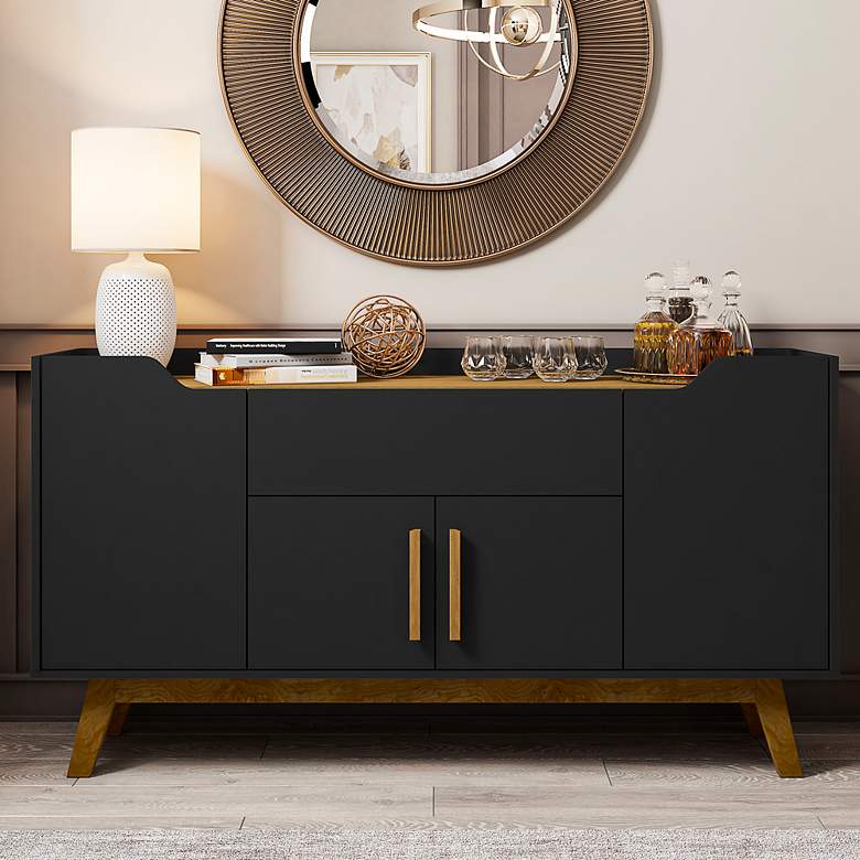 Image 1 Addie 53 1/2" Wide Matte Black Wood 4-Door Sideboard