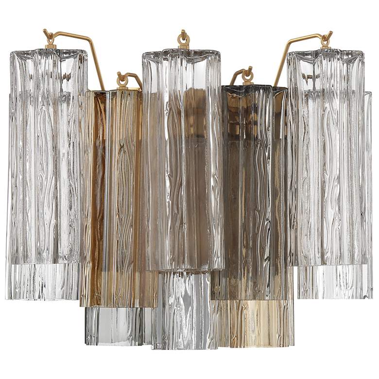 Image 1 Addis 11 3/4" High Aged Brass and Autumn Glass Wall Sconce