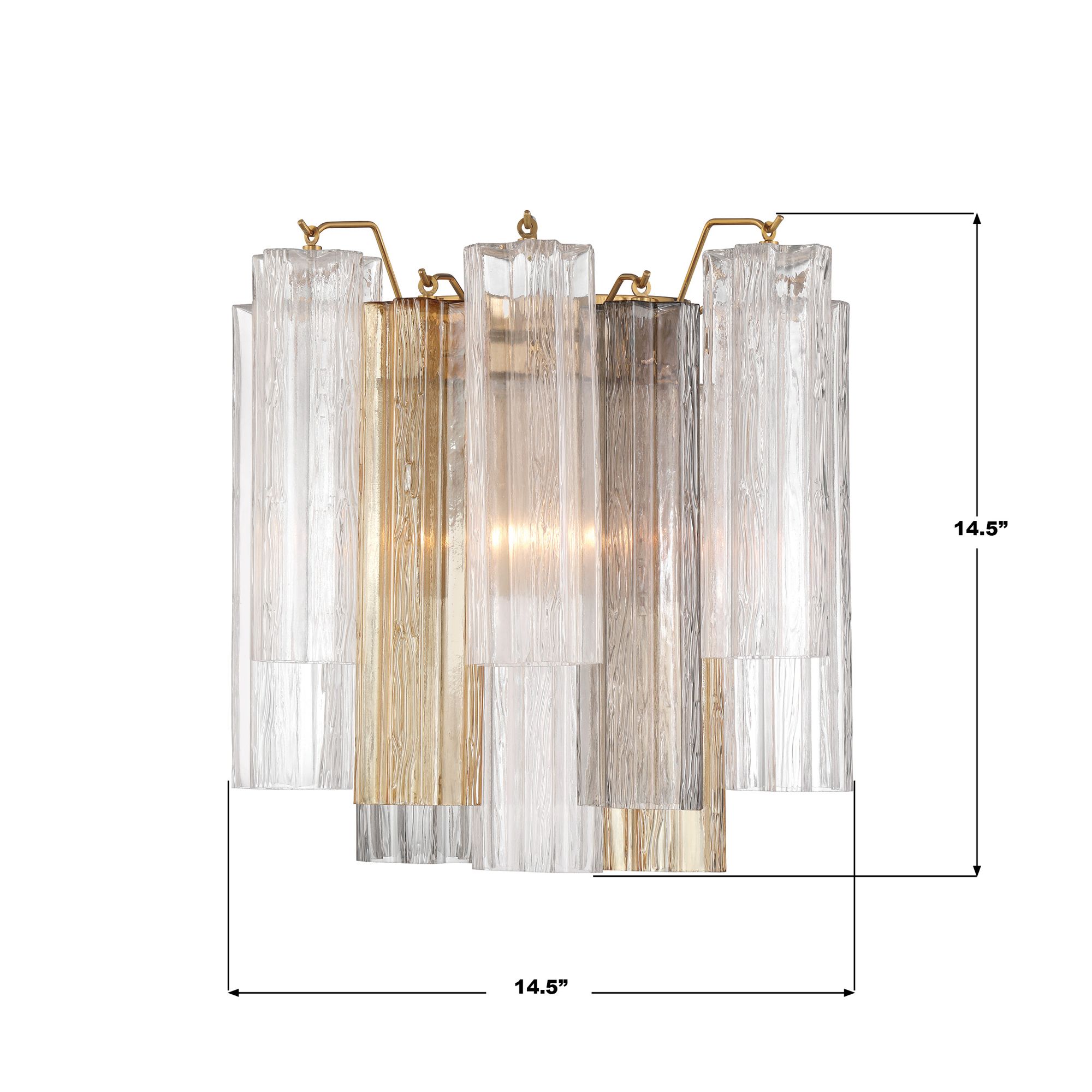 Addis 14 1/2" High Aged Brass and Autumn Glass Wall Sconce