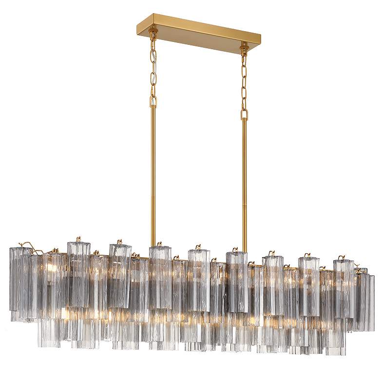 Image 1 Addis 14 Light Aged Brass Linear Chandelier