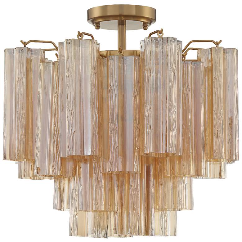 Image 2 Addis 17 3/4" Wide Aged Brass Amber Glass Ceiling Light