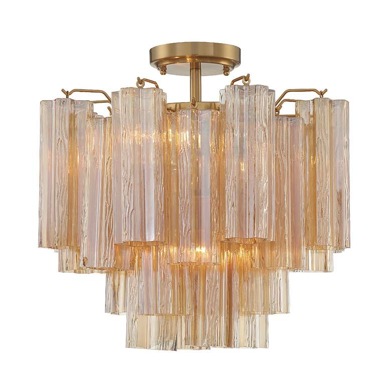Image 7 Addis 17 3/4" Wide Aged Brass Amber Glass Ceiling Light more views