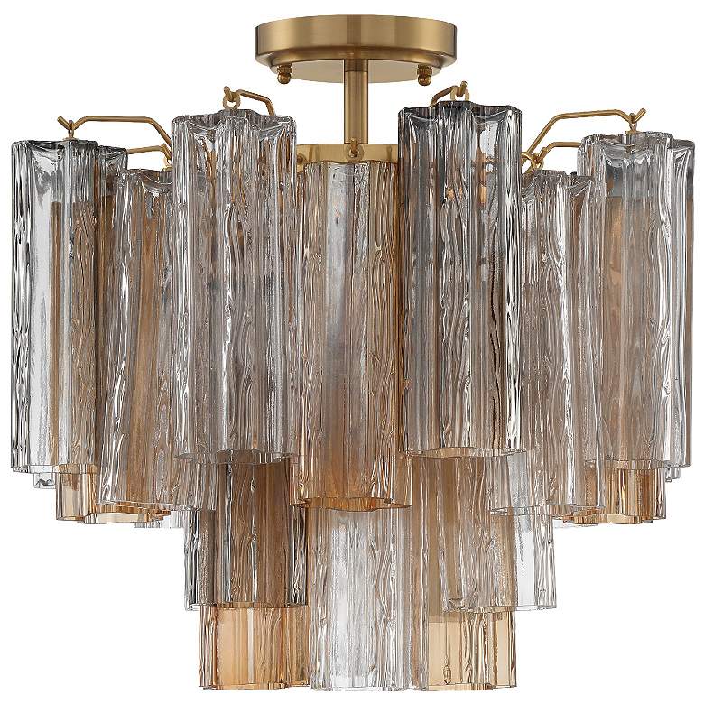 Image 2 Addis 17 3/4" Wide Aged Brass Tronchi Glass Ceiling Light