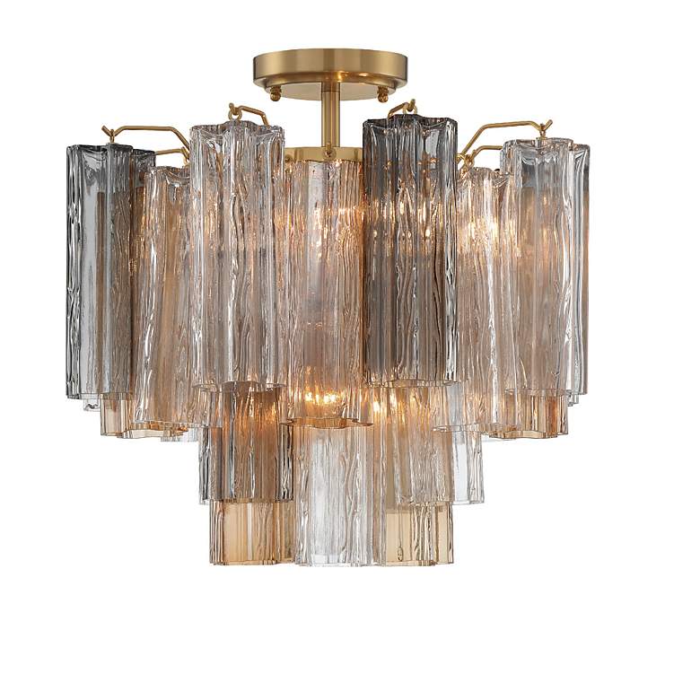 Image 3 Addis 17 3/4" Wide Aged Brass Tronchi Glass Ceiling Light more views