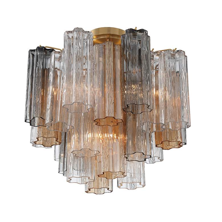 Image 4 Addis 17 3/4" Wide Aged Brass Tronchi Glass Ceiling Light more views