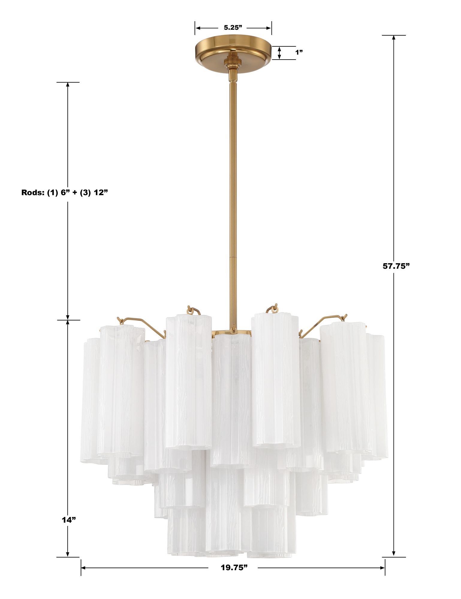 Addis 19 3/4"W Aged Brass and White Glass Tiered Chandelier
