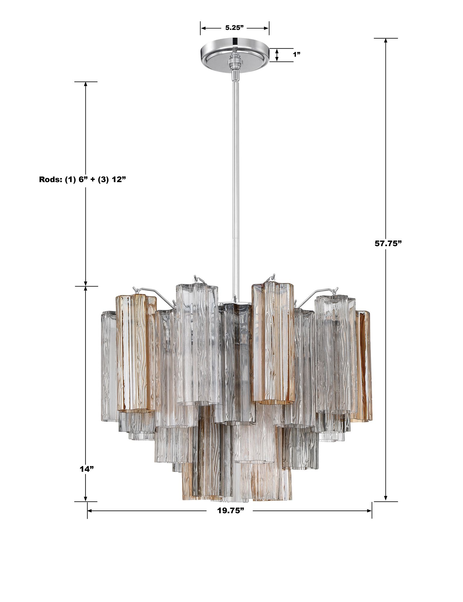 Addis 19 3/4"W Polished Chrome and Autumn Glass Chandelier