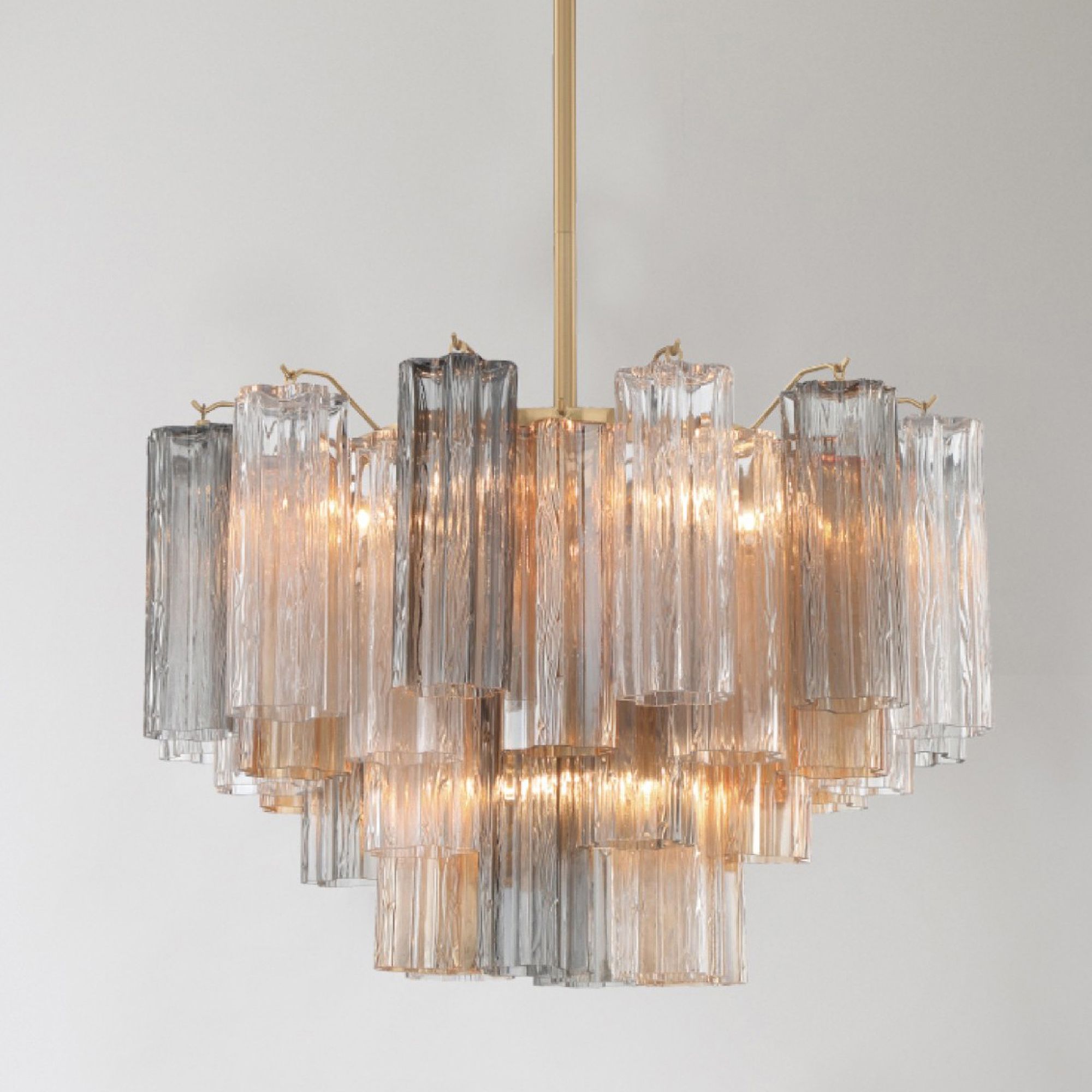 Addis 22" Wide Aged Brass and Autumn Glass Tiered Chandelier