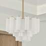 1_Addis 22" Wide Aged Brass and White Glass Tiered Chandelier