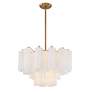 3_Addis 22" Wide Aged Brass and White Glass Tiered Chandelier more views
