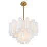 4_Addis 22" Wide Aged Brass and White Glass Tiered Chandelier more views