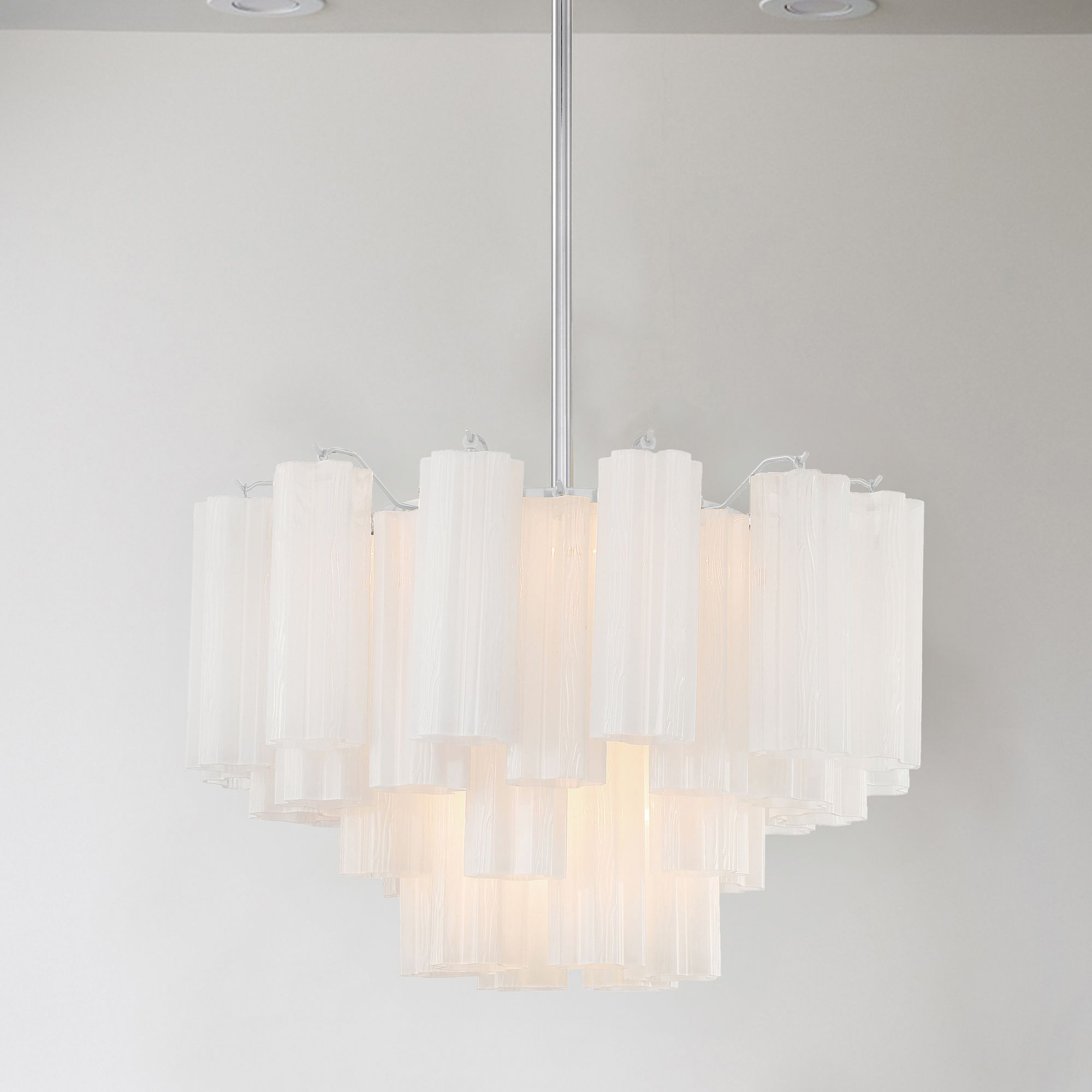 Addis 22" Wide Polished Chrome and White Glass Chandelier