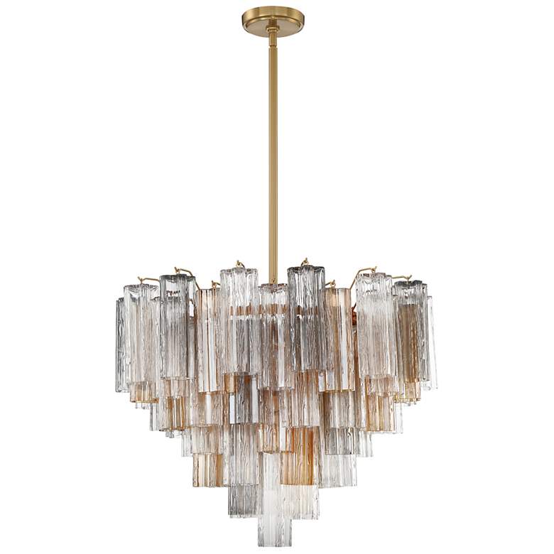 Image 2 Addis 26 3/4" Wide Aged Brass and Autumn Glass Chandelier