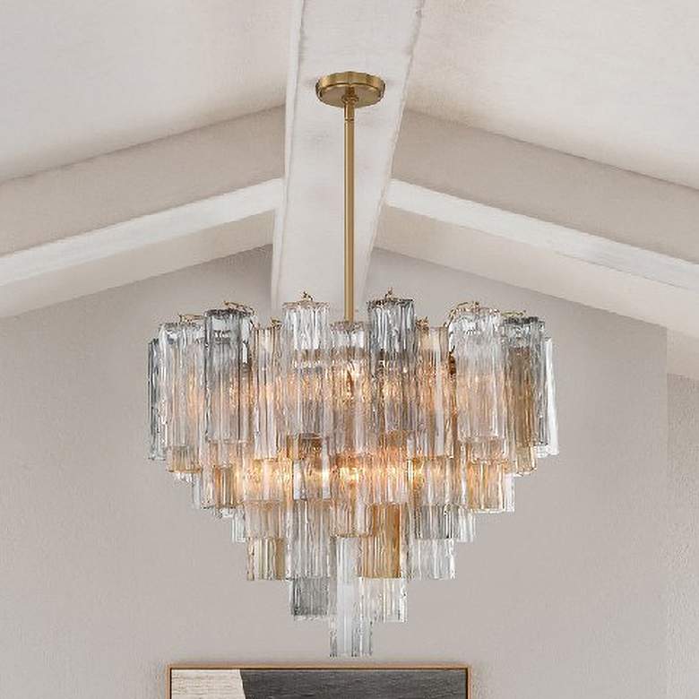 Image 1 Addis 26 3/4" Wide Aged Brass and Autumn Glass Chandelier