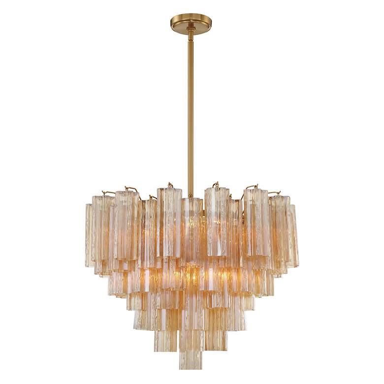 Image 3 Addis 26 3/4"W Aged Brass 12-Light Chandelier w/ Amber Glass more views