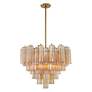 3_Addis 26 3/4"W Aged Brass 12-Light Chandelier w/ Amber Glass more views