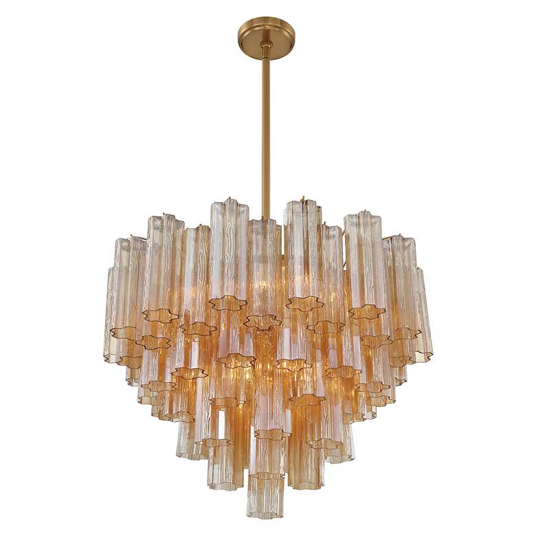 Image 4 Addis 26 3/4"W Aged Brass 12-Light Chandelier w/ Amber Glass more views