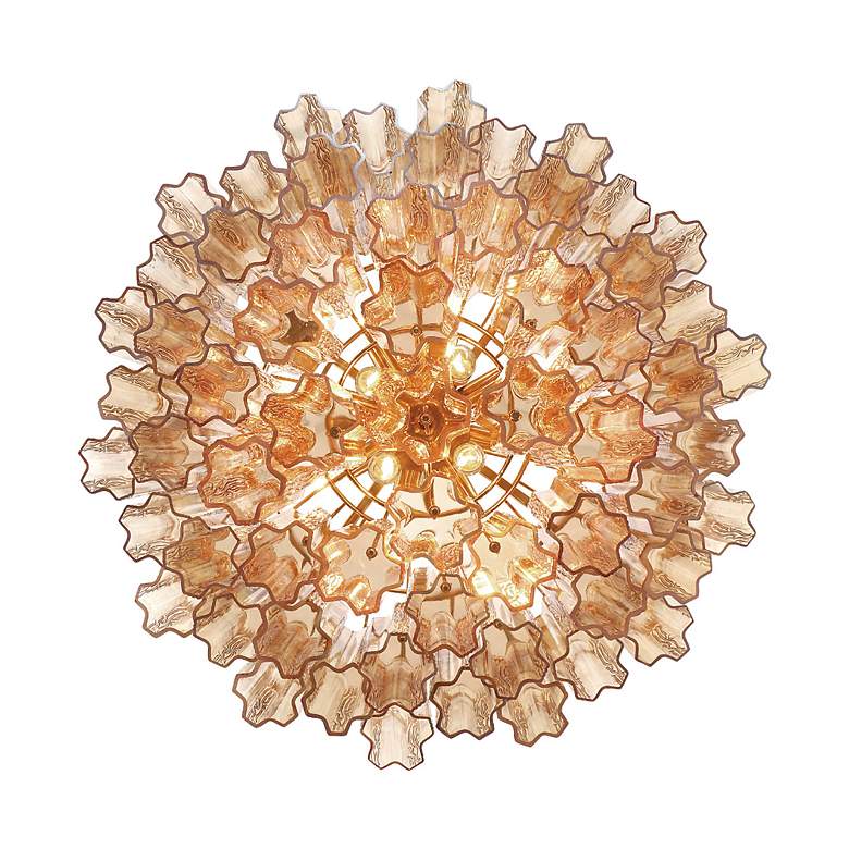 Image 5 Addis 26 3/4"W Aged Brass 12-Light Chandelier w/ Amber Glass more views