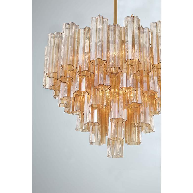 Image 6 Addis 26 3/4"W Aged Brass 12-Light Chandelier w/ Amber Glass more views