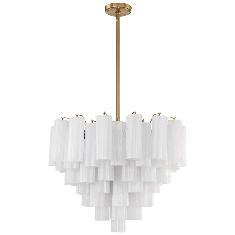Image 3 Addis 26 3/4"W Aged Brass 12-Light Chandelier w/ White Glass
