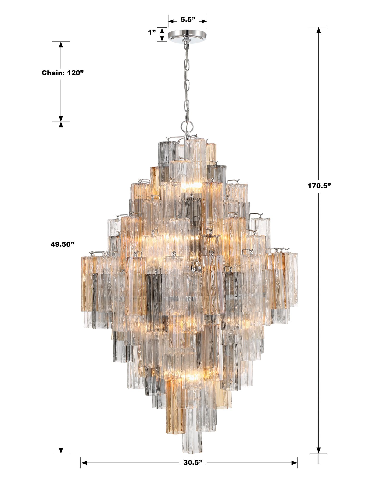 Addis 31 1/2" Wide Polished Chrome and Autumn Chandelier
