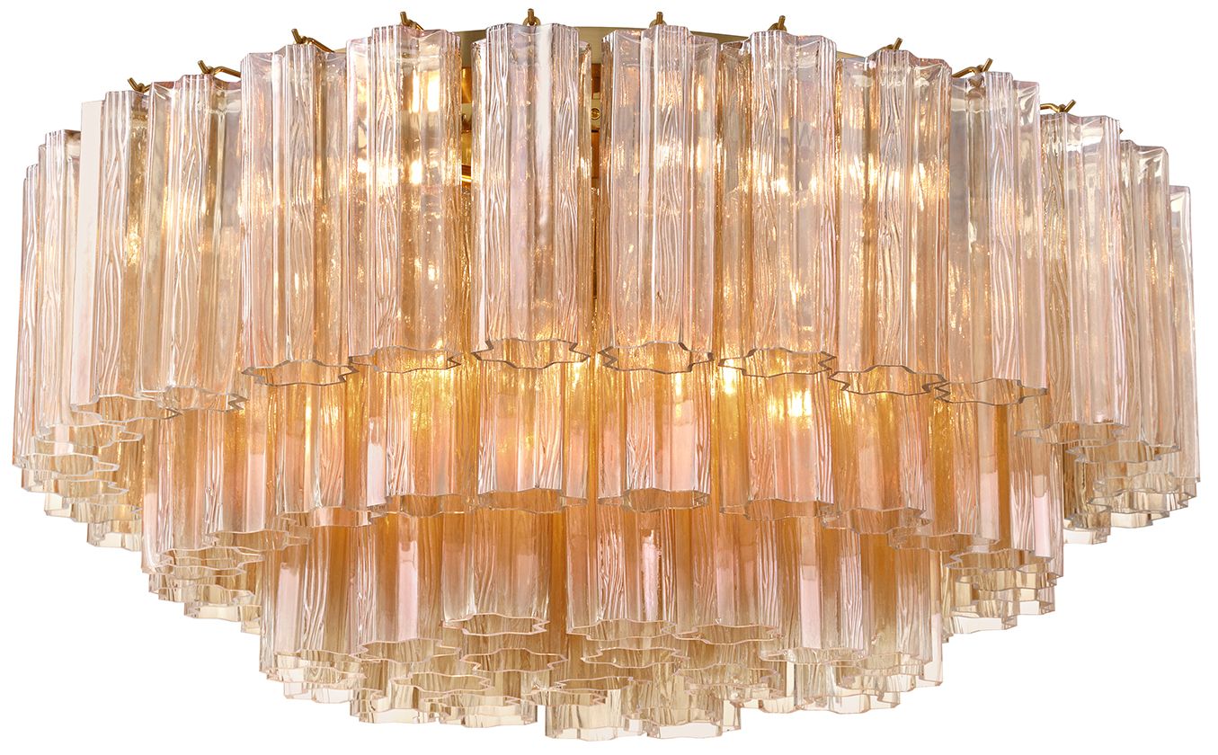 Image 2 Addis 32" Wide Aged Brass and Amber Glass Ceiling Light