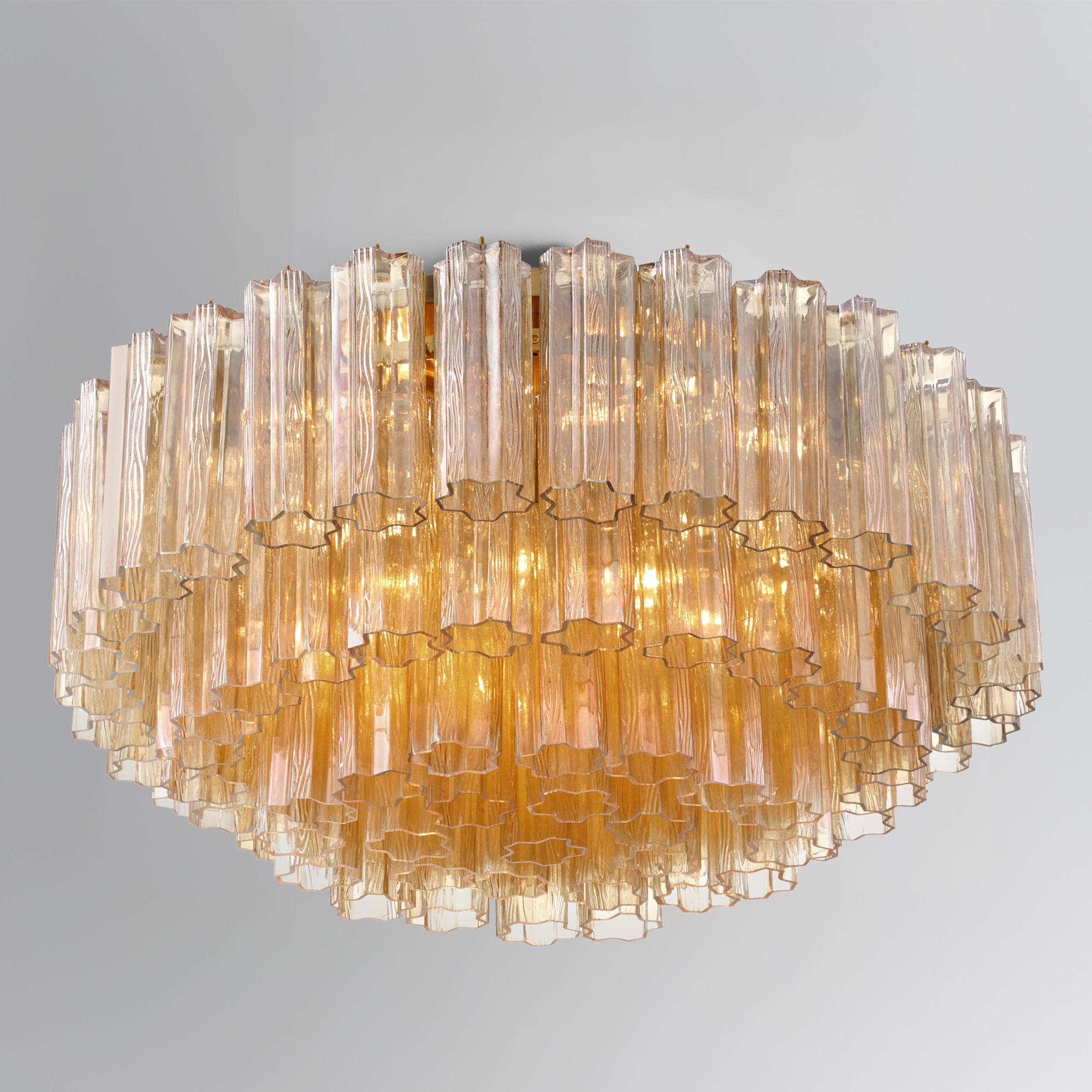 Image 7 Addis 32" Wide Aged Brass and Amber Glass Ceiling Light more views