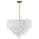 Addis 32" Wide Aged Brass and White Glass Tiered Chandelier