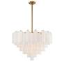 3_Addis 32" Wide Aged Brass and White Glass Tiered Chandelier more views