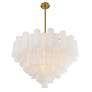 4_Addis 32" Wide Aged Brass and White Glass Tiered Chandelier more views