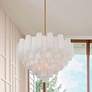 7_Addis 32" Wide Aged Brass and White Glass Tiered Chandelier more views
