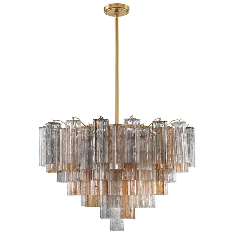 Image 2 Addis 32" Wide Aged Brass Chandelier with Autumn Glass