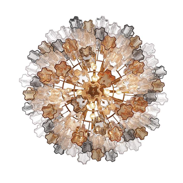 Image 5 Addis 32" Wide Aged Brass Chandelier with Autumn Glass more views