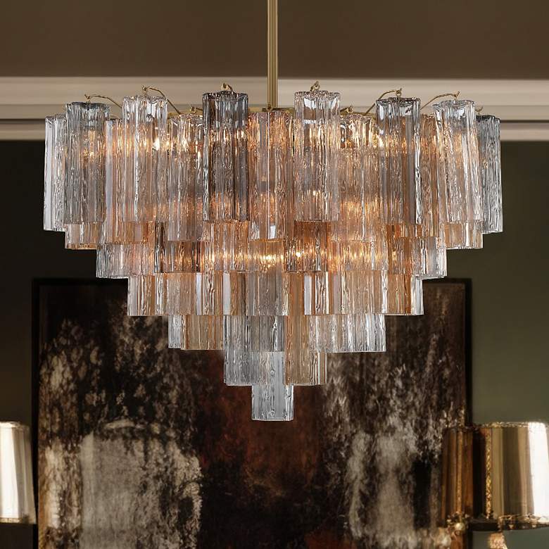 Image 7 Addis 32" Wide Aged Brass Chandelier with Autumn Glass more views