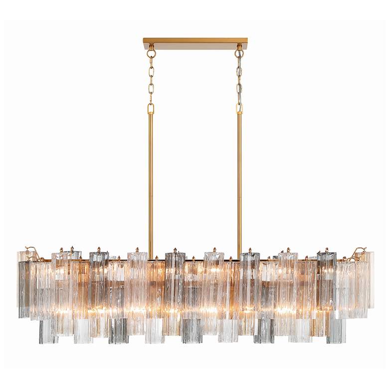 Image 1 Addis 51 3/4" Wide Aged Brass 14-Light Linear Chandelier