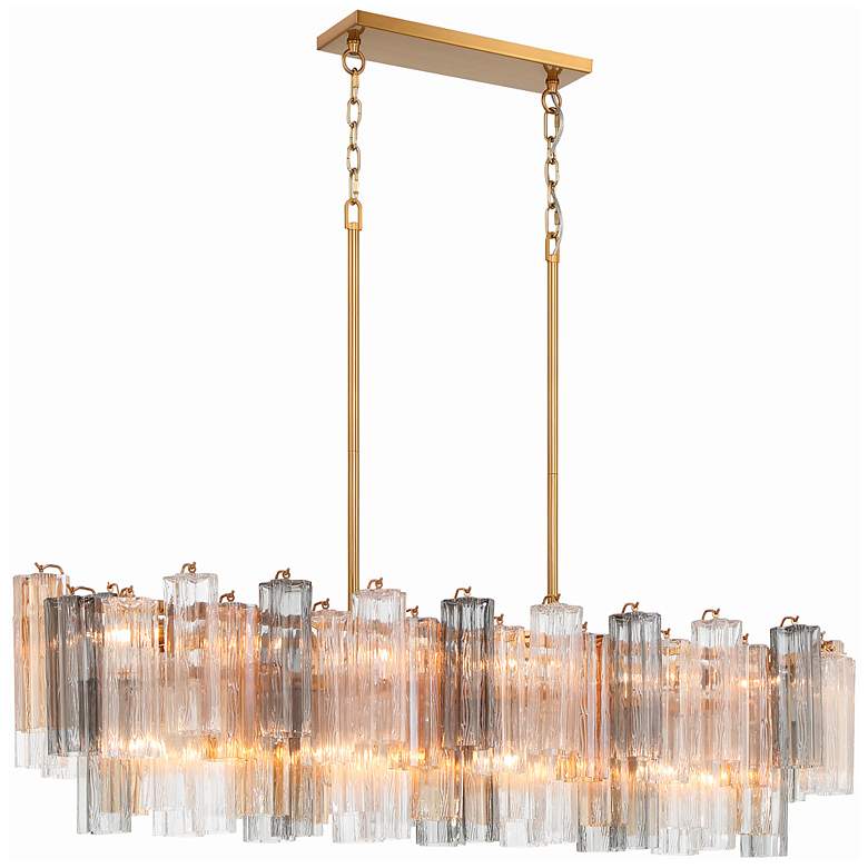 Image 2 Addis 51 3/4" Wide Aged Brass 14-Light Linear Chandelier more views