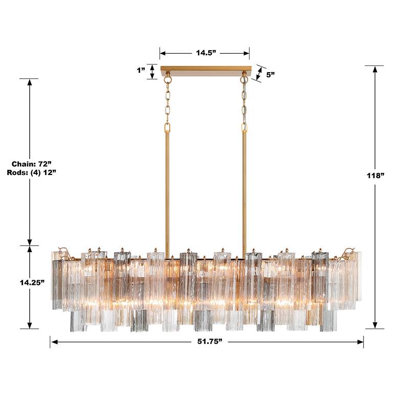 Image 5 Addis 51 3/4" Wide Aged Brass 14-Light Linear Chandelier more views