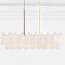 1_Addis 52" Wide Aged Brass and White Glass Linear Chandelier