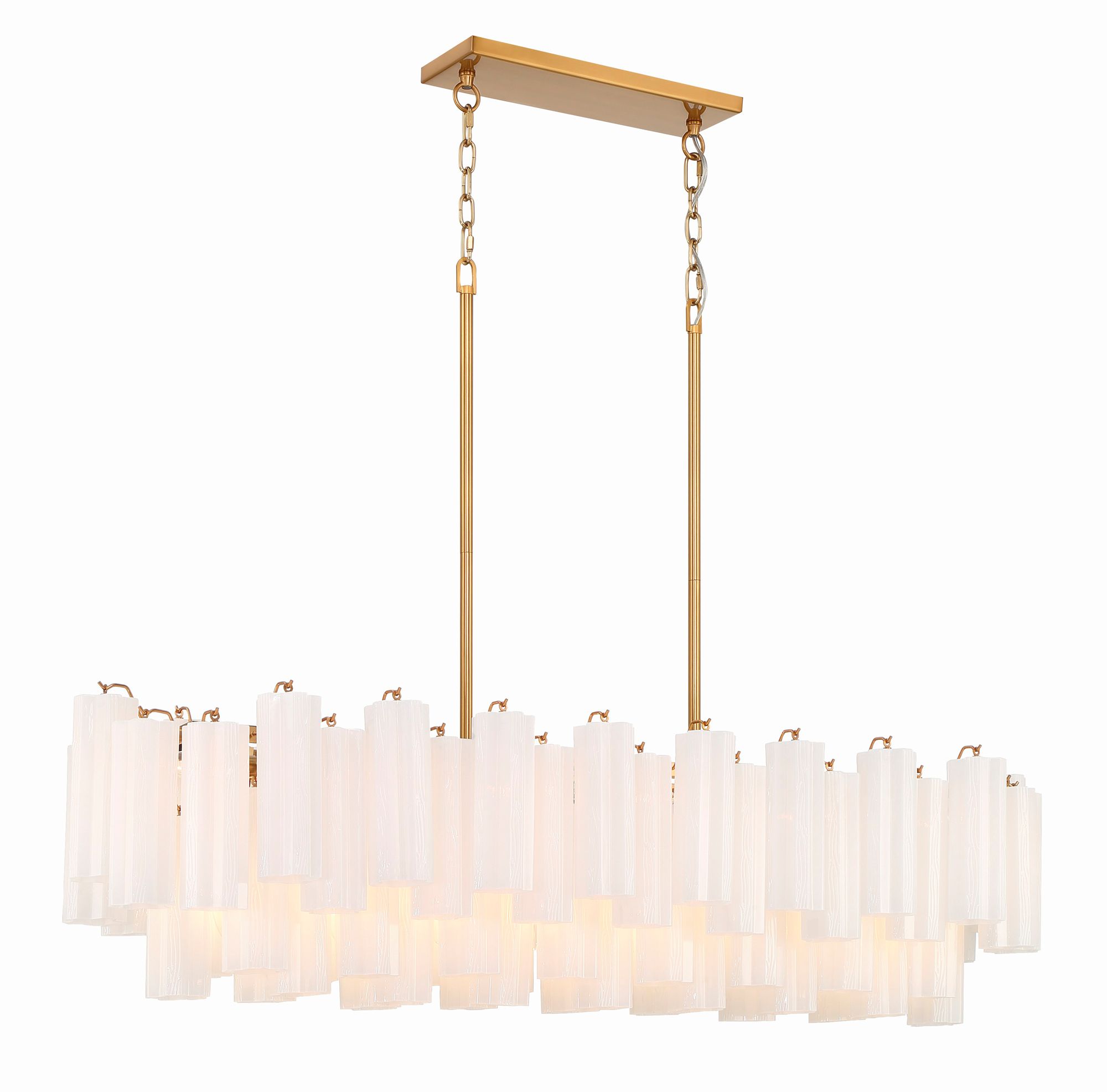 Image 3 Addis 52" Wide Aged Brass and White Glass Linear Chandelier more views