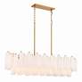 3_Addis 52" Wide Aged Brass and White Glass Linear Chandelier more views