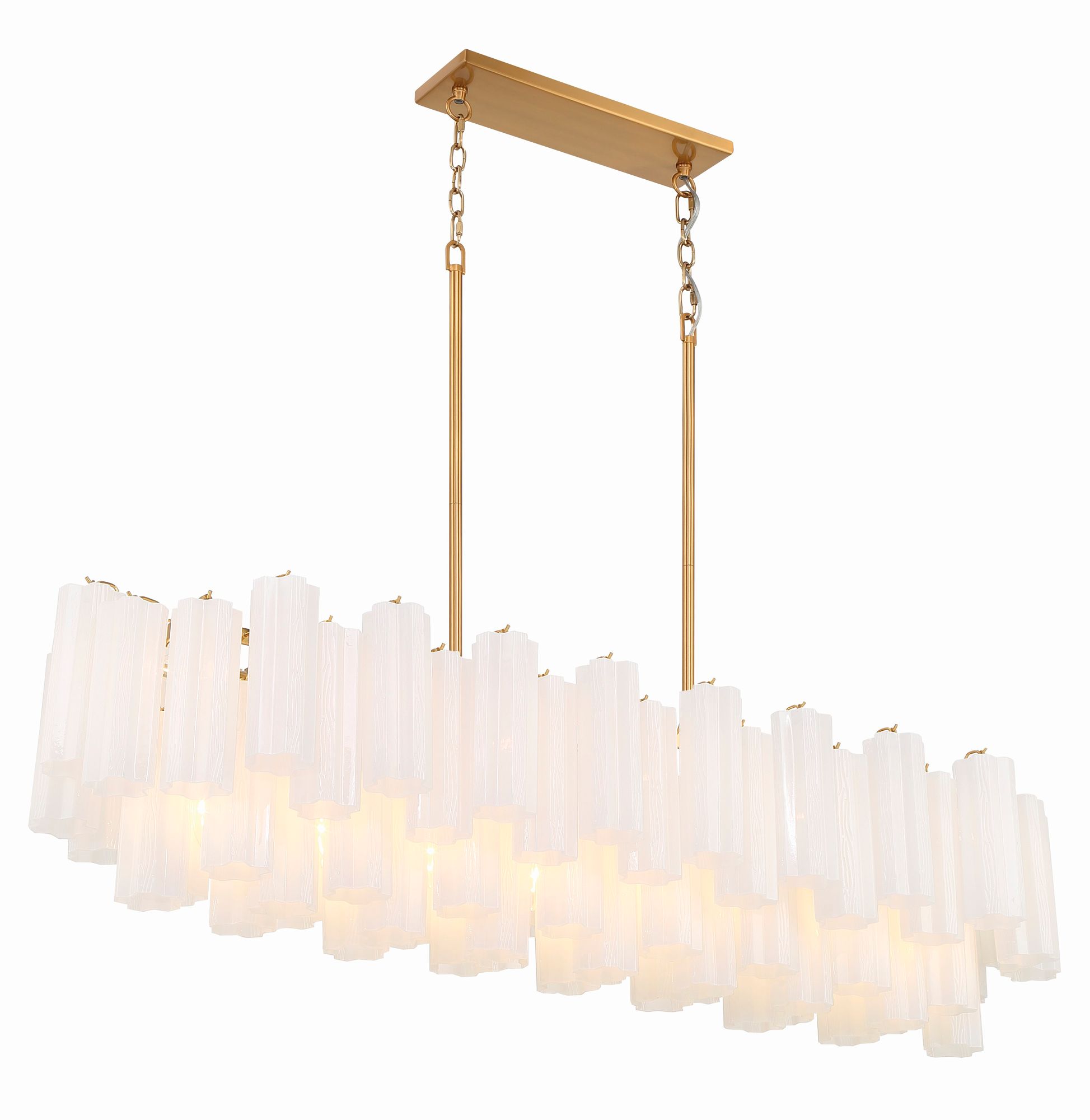 Image 5 Addis 52" Wide Aged Brass and White Glass Linear Chandelier more views