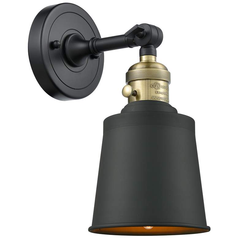 Image 1 Addison 11" High Black Brass Sconce w/ Matte Black Shade