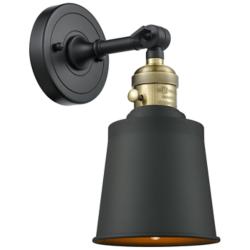 Addison 11" High Black Brass Sconce w/ Matte Black Shade