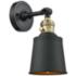 Addison 11" High Black Brass Sconce w/ Matte Black Shade