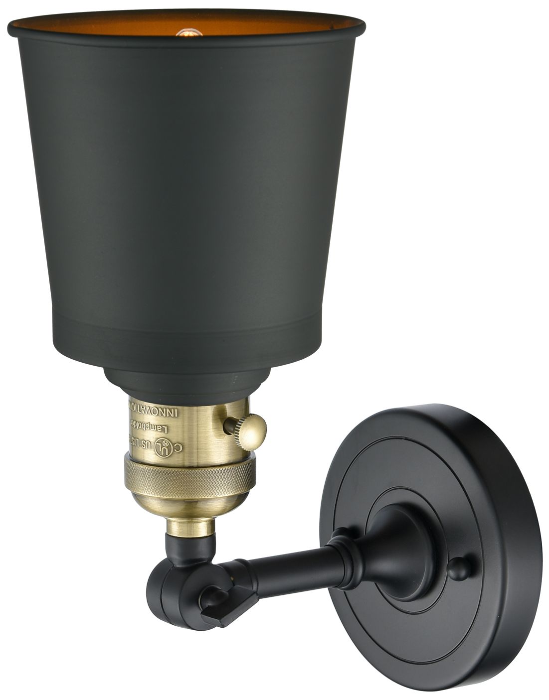 Image 2 Addison 11" High Black Brass Sconce w/ Matte Black Shade more views