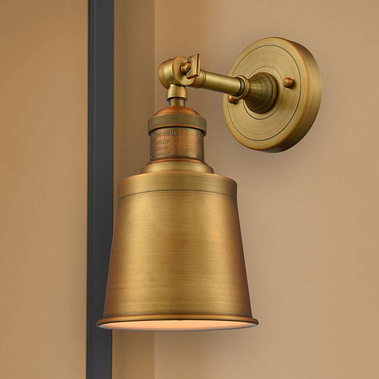 Image 1 Addison 11" High Brushed Brass Metal Wall Sconce