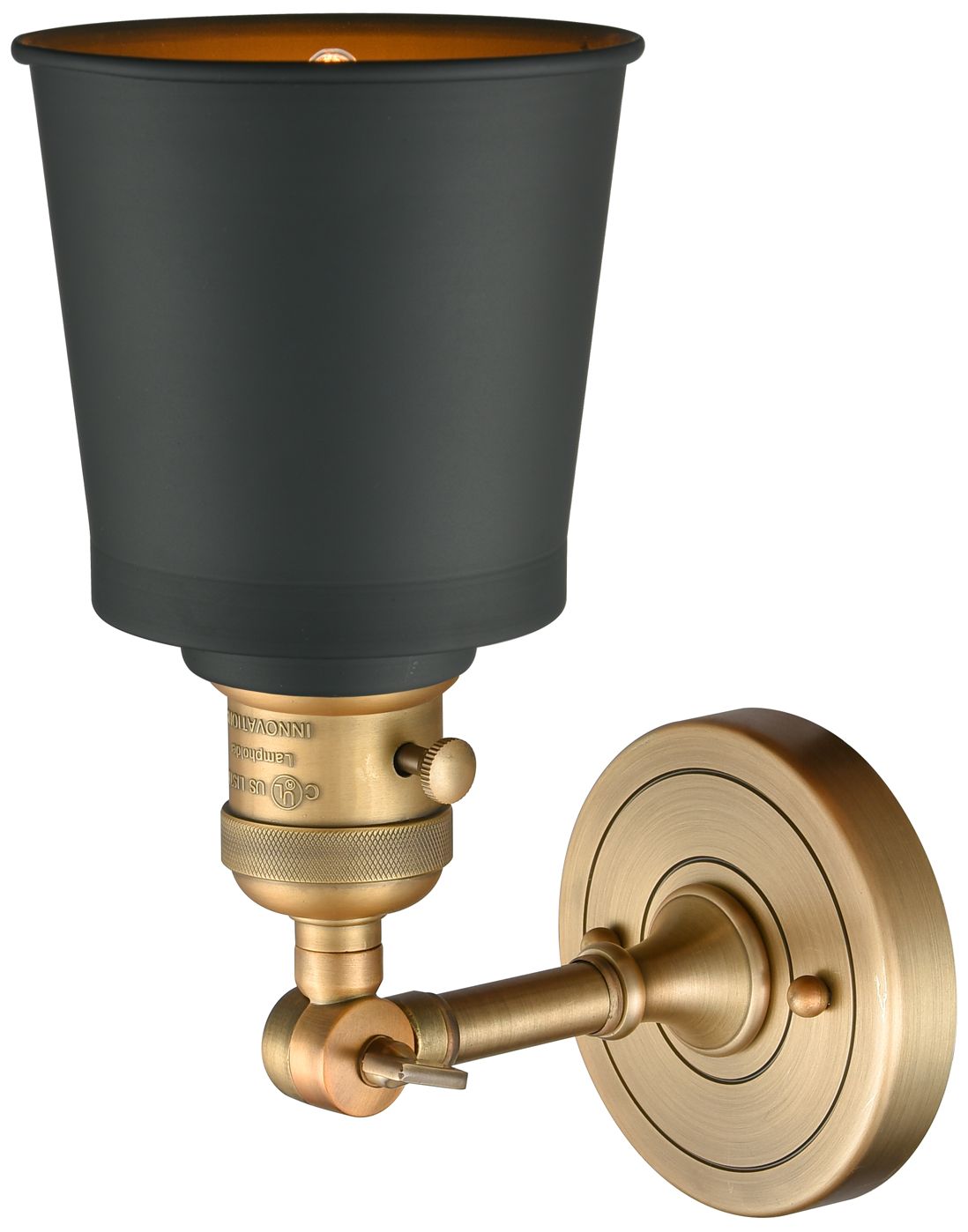 Image 2 Addison 11" High Brushed Brass Sconce w/ Matte Black Shade more views