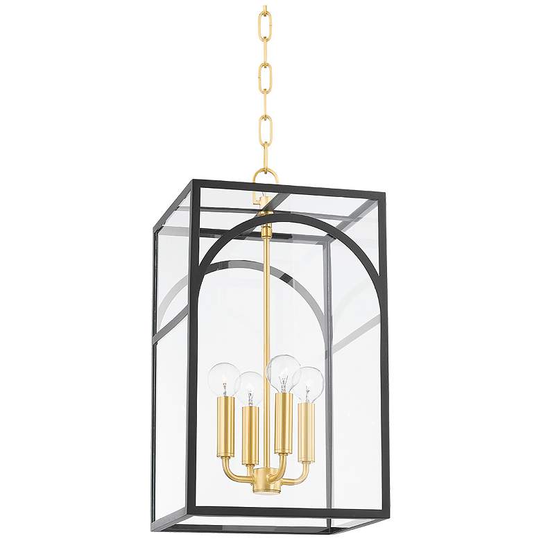 Image 1 Addison 11 inchW Aged Brass Textured Black 4-Light Mini Pendant