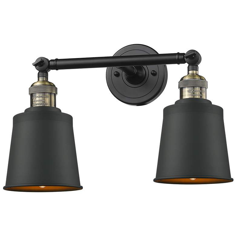 Image 1 Addison 16" 2-Light Black Antique Brass Bath Light w/ Antique Brass Sh